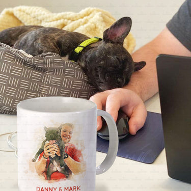 Personalized Dog Gift Idea - Watercolor Puppy Portrait For Dog Dad - White Mug